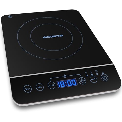 Aigostar BlueFire 30PKZ- Placa de inducción portátil, 2000 W, control táctil, 10 niveles de...