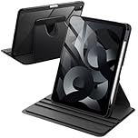 JETech Rotating Case for iPad Air 11-Inch M3/M2 (2025/2024), iPad Air 5/4 (2022/2020 5th/4th Generation 10.9-Inch), 360 Degree Rotation Protective Stand Cover Clear Back, Auto Wake/Sleep (Black)