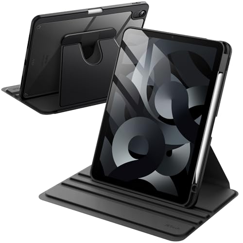 JETech Rotating Case ONLY for iPad Air 11-Inch M4/M3/M2 (2026/2025/2024), iPad Air 5/4 (2022/2020 5th/4th Generation 10.9-Inch), 360 Degree Rotation Protective Stand Cover Clear Back (Black) by JETech - Used condition - CA$16.19