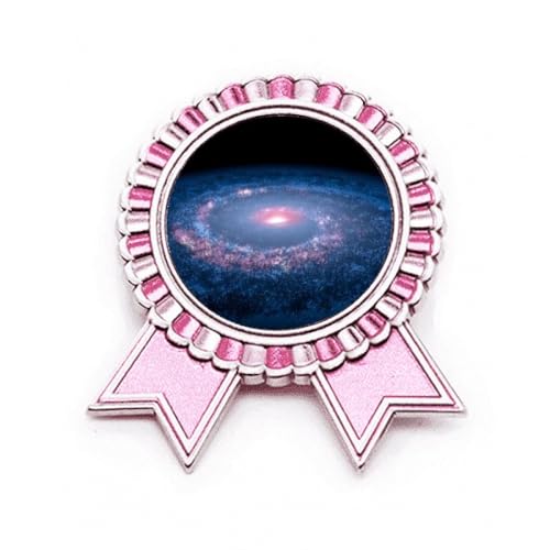 Broche nébuleuse planète bleue et blanche en métal taille M