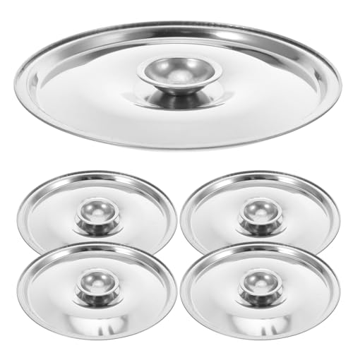 MOLUCKFU Coperchio per Pentola in Acciaio Inox 12 CM Set da 5 Pezzi Coperchio per Condimenti Resistente al Calore Piccolo Tappo per Contenitori Olio e Pentole da Cucina per Ristoranti e