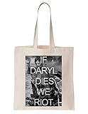 Natürliche Farbe (Creme) KRISSY If Daryl Dies We Riot The Walking Dead Poster Schultertasche Tote Bag
