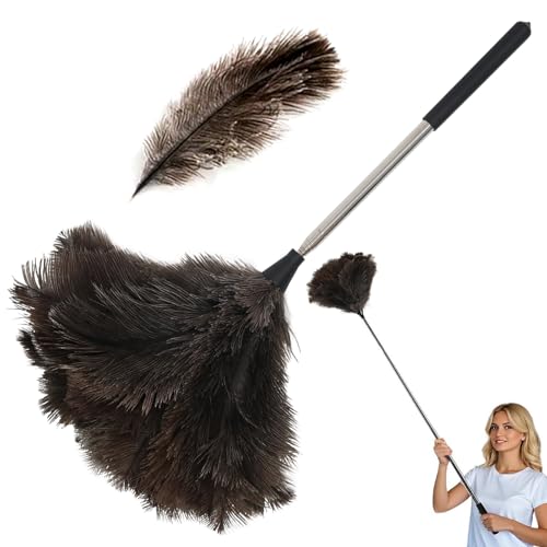 Royal Duster®, Premium Genuine Ostrich Feather Duster,Ostrich Feather Duster, Household Dust Removal Tool with Wooden Handle (1, Large 16 inch)