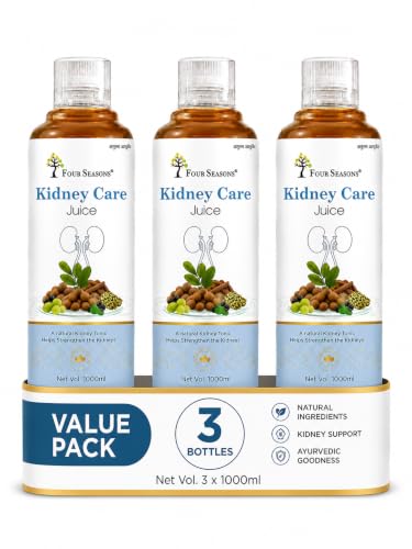 Image of Four Seasons Pure Ayurvedic Kidney Care & Detox Juice with Varun & Punarnava - Natural Urinary Tract Support & Kidney Stone Care Tonic - 100% Herbal & Sugar-Free (1L) PK 3