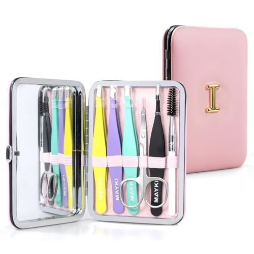 Initial I Tweezers with Mirror for Women Facial Hair, Best Gifts for Teen Girl/Daughter/Friend/Mom/Bridesmaid/Wife/Girlfriend, Unique Gift for Birthday/Anniversary/Mothers Day/Valentines Day/Christmas