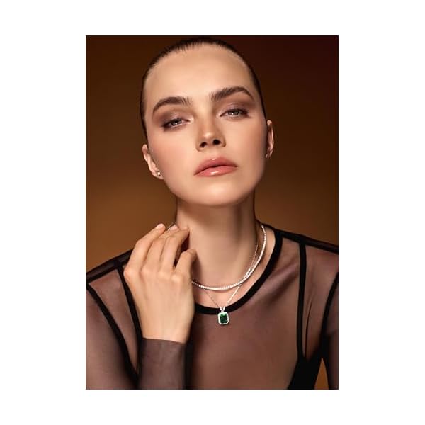 18K White Gold Plated Silver Necklace With Lab Grown Blue Sapphire/Amethyst/Emerald/Ruby/Zultanite, Adjustable Chain 16"-18", Necklaces For Women, Gift For Her, Jewelry For Women Comes With Gift Box - Image 6