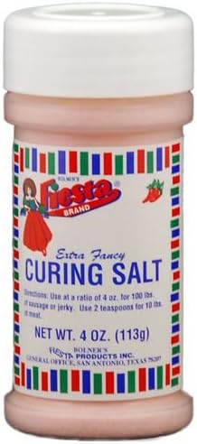 Bolners Fiesta Curing Salt for Jerky, Sausages or Smoking Meats. Can Cure Up To 100 Lbs of Meat per 4-Ounce Bottle