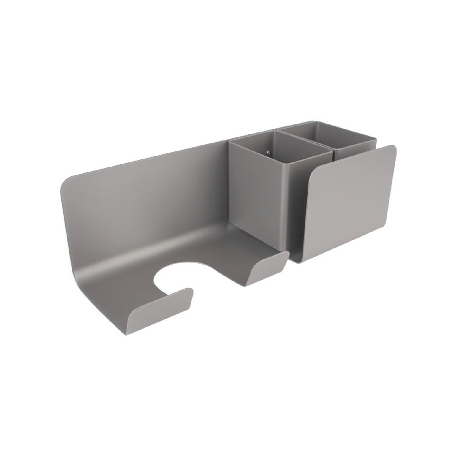 Haartrockner- und Glätteisen-Halter, Aufbewahrungsregal, multifunktionale Aufbewahrungsregale, Haartrockner-Organizer, Aluminium-Wandmontage für Hotel Wohnzimmer(Grey Double Cup)