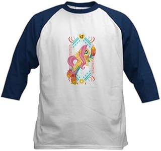 CafePress My Little Pony Fluttershy Feathers Baseball Jersey Kids Cotton Baseball Jersey, 3/4 Raglan Sleeve Shirt Navy/White