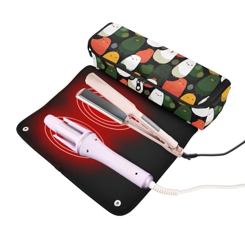 Bolso compacto para planchas de pelo y herramientas de peinado, color negro, resistente al calor, portátil para viaje miniatura 2