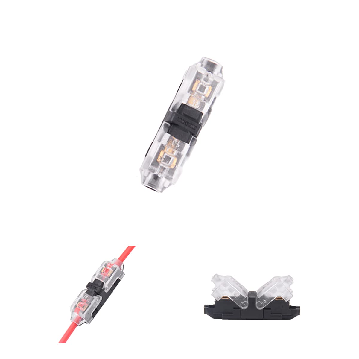 Low Voltage Wire Connectors, No Wire Stripping Solderless Wire Connectors, Reliable Small Wire Connectors, Speaker Wire Splice 2 Way 1 Pin for 20-24 AWG Wires, 12 Pack