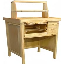 PMC Supplies LLC Deluxe Solid Wooden Jewelers Bench Set with Mountable Storage Shelf Organizer Tool Rack Jewelry Making Studio Kit