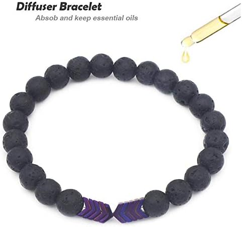 Men Women 8mm Lava Rock Hematite Diffuser Bracelet Elastic Natural Stone Yoga Beads Bracelet Bangle