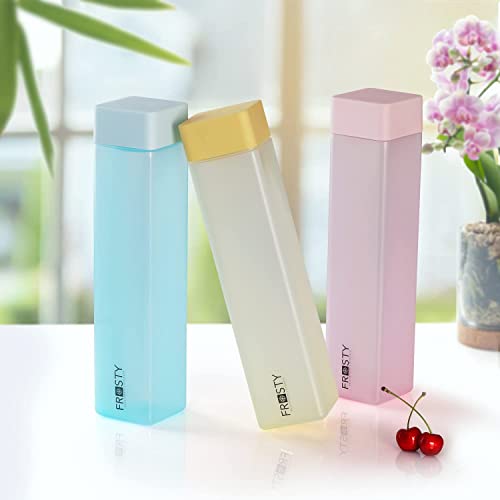 Image of Frosty Unbreakable Square Water Bottle 1 Litre | Set of 6 | Plastic Water Bottle | Office Bottle | Gym Bottle | Home | Kitchen (6, FROSTY - R, Square, 1.00, litres)