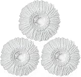 Mop Replacement Head for 360° Spin Magic Mop, Microfiber Spin Mop Refills, Round Shape Standard Universal Size (3 Pack)