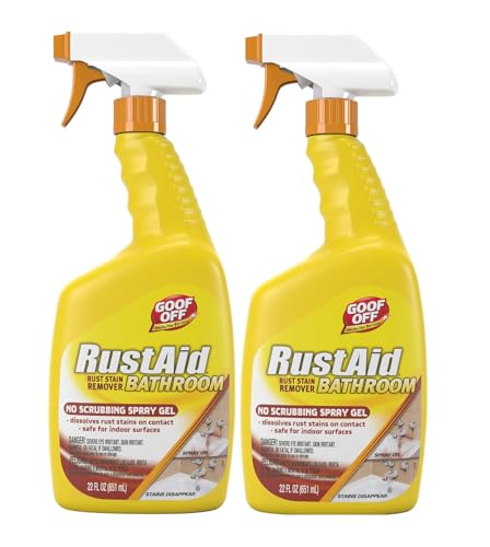 Rust-Aid Rust Remover Spray Gel for Bathroom Surfaces Dissolves Tough Rust Stains on Contact 22 oz (2 Pack) Ilios Packaging