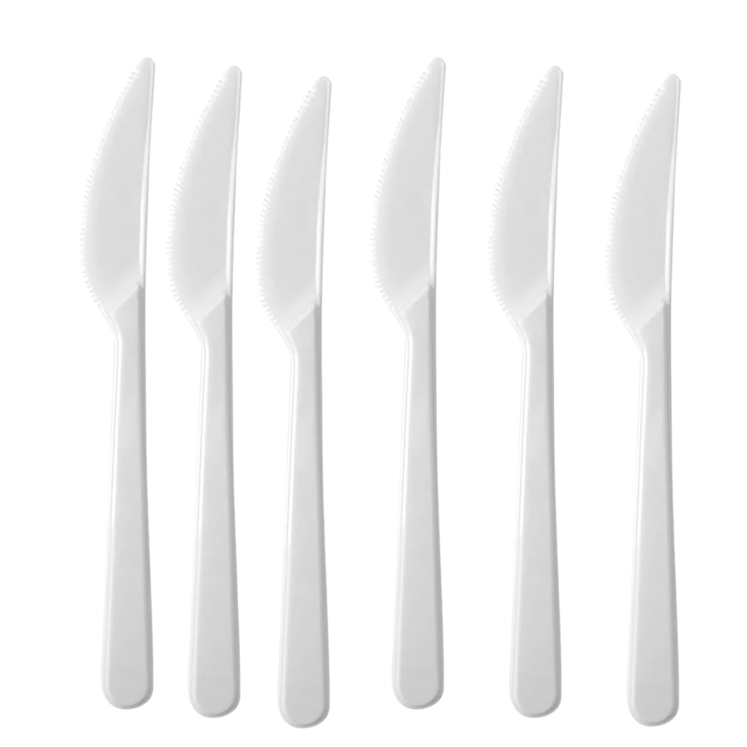 marketcaffe 500 COLTELLI bianchi riciclabili e riutilizzabili, lunghezza 16,5 cm, lavabili in lavastoviglie, ideali per feste, pic-nic, catering, eventi e uso quotidiano in cucina