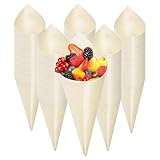 Coloch 200 Piece Disposable Wood Charcuterie Cone, 7 Inch Pinewood Food Cone Cups for Appetizer, Finger Food, Snack, Party, Wedding Catering, Buffet
