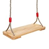 Fun Tree Swing Outdoor Wooden Hanging Swings for Kids to Adults, 220 lbs Capacity with Nylon Rope