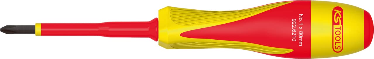 KS Tools 922.6219 Zestaw Wkrętaków Narzędzia, 2-komponentowe izolowane, 1000 V, 16-częściowy, żółty/czerwony