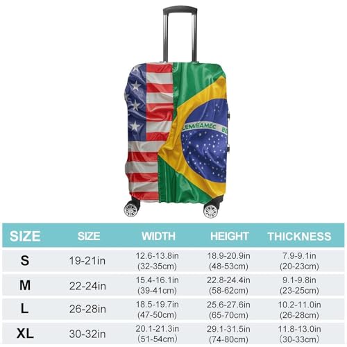American And Brazilian Flags Luggage Cover Tsa Approved Suitcase Covers for Luggage Elastic Washable Suit Case Covers Anti-Scratch Travel Luggages Sleeve Suitcase Protector Fits 19-30 Inch Case(XL)2