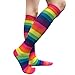Angelina NEON Rainbow Striped Knee High Socks, #2540 6-Pair Lady's #2540_9-11_6