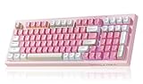 LEOBOG x Aula Gaming Keyboard, Wireless Creamy Keyboard, Bluetooth Computer Keyboards Ergonomic Pink Keyboard Full Size with Number Pad Light Up RGB Backlit Tri-Mode BT/2.4GHz/USB-C - K99