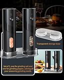 CIRCLE JOY Electric Salt and Pepper Grinder Set Top-Refill Rechargeable Salt and Pepper Mill Grinders with Storage Base, Adjustable Coarseness, 110ml Capacity and White LED Light, Black - Image 7