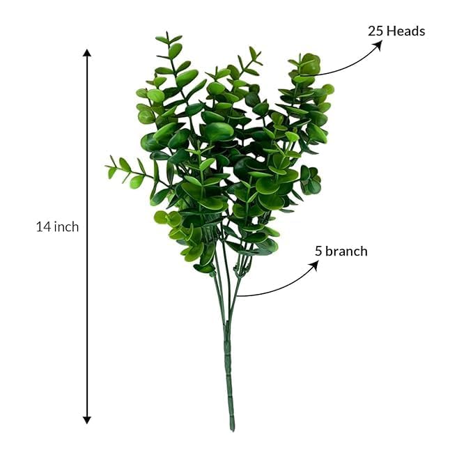 Image of Art Street Artificial Eucalyptus Green Leave Bunch for Vases or Pot |Ideal for Table Indoor Home Decoration, Pack of 2| 5 Branch 25 Head,Size: 14 Inch