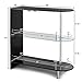 COSTWAY Bar Cabinets Table with 2-Holder, Modern Liquor Display Bar Cabinet with Tempered Glass Shelves, Wine Storage with Wine Glass Holders Ideal for Home/Kitchen/Bar/Pub, Black