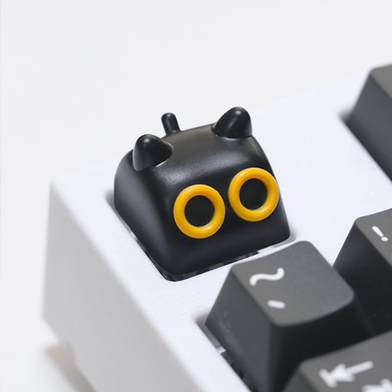 Artisan Keycaps - Resin Keycaps 1U ESC Custom Handmade Keycap Replacement for Mechanical Keyboard (Black Cat 1 Key)