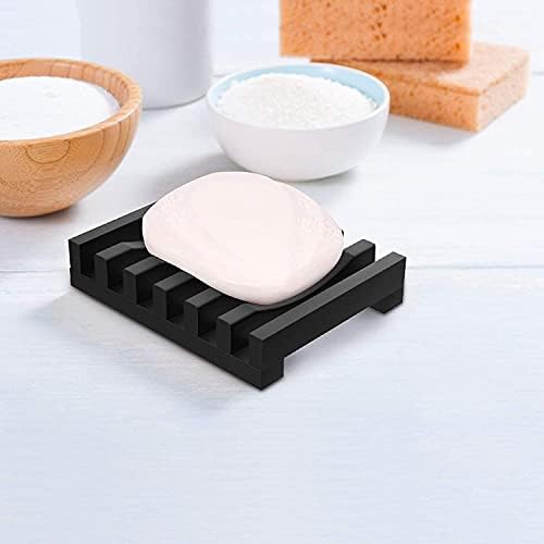 2-Pack Silicone Soap Dish, Self-Draining Soap Case Soap Box Container Holder, Non-Slip Soap Saver for Shower Travel Hiking Bathroom School Gym Kitchen Camp