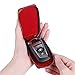 VISOUL Leather Car Key Fob Case Holder for Men and Women, Car Smart Keychain Protector Cover with Metal Hook and Keyring, Key Zipper Case for House Keys (D02-Red)