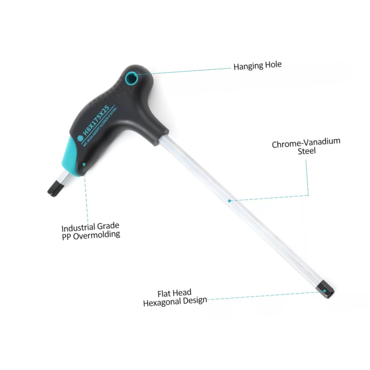 1set Chiavi T-handle Esagonali Cromato Con Manico Ergonomico e Estremità Magnetiche Per Riparazioni Meccaniche e Montaggio Di Mobili