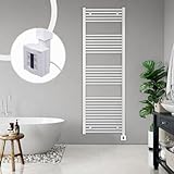 anapont elektrischer Badheizkörper 1775x600 - weiß gerade - Timer-Funktion - Handtuchheizkörper - Badheizung elektrisch - Handtuchheizung - Made in Germany