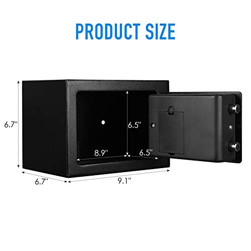 Tenamic Safe Box 0.23 Cubic Feet Electronic Digital Security Box, Keypad Lock Box Cabinet Safes, Solid Alloy Steel Office Hotel Home Safe, Black #TOP1