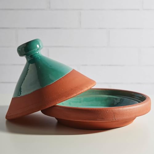 Verve CULTURE Moroccan Tagine Pot, Traditional Ceramic Cooking Pot, Contemporary Style Tangine, Teal, 9\" tall / 11 diameter - Thumbnail 2