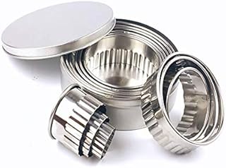 QNIIAED Round Pastry/Cookie Cutter Set,12 Pcs Metal Circle Biscuit Scone Cutters,Baking Dough Tools Stainless Steel Pastry Dough Cutter for Dough, Pastry, Donut, Fondant, DIY, Cake Decoration (Fluted)