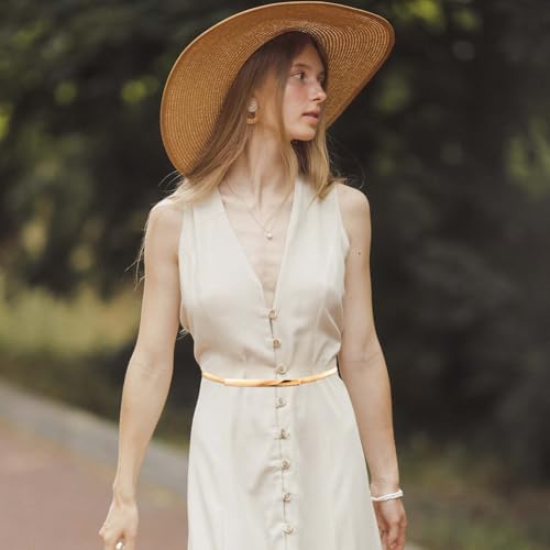 Skinny Metal Cinch Belt for Women, Gold Stretch Thin Waist Belt Adjustable Elastic Belt for Dress3