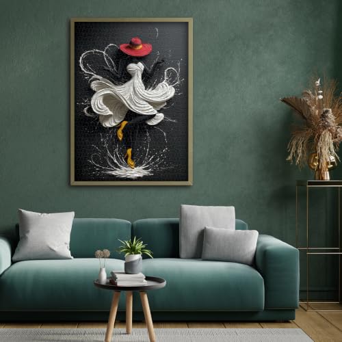 Puzzle Mujer Negra para Adultos 1000 Piezas, Rompecabezas Estético Bailarina | Elegante Rompecabezas Imposible Dama con Sombrero Rojo, Arte de Pared Mujer Negra miniatura 4