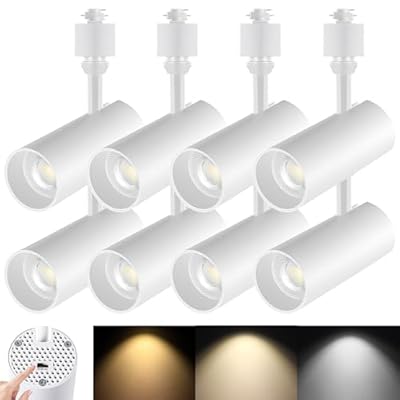AIBISOD LED Track Lighting Heads, 20W H Track Lighting Heads, 3 Color Temperature Dimmable H Track Light Heads White Fixtures for Accent Task Art, Ceiling Track Spotlight CRI90+ 24° Pack of 8