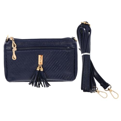 LALADEFIEE Bolso Bandolera de Pu en Color Azul para Mujer Diseño de Borlas, y, Adecuado para Uso Diario y Viajes