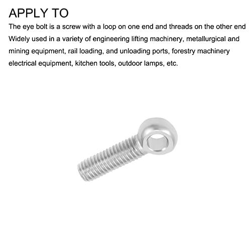 Image of METALLIXITY Shoulder Swing Lifting Bolt (M8x30mm) 4Pcs, 304 Stainless Steel Eye Bolts - for Home Renovation, Pipeline Gate Valves Fasteners, Silver