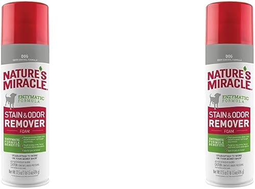 Nature's Miracle Aerosol espumoso removedor de manchas y olores para perros, 17.5 onzas (P-68340) (paquete de 2)