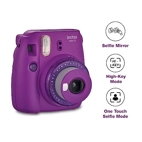 Câmera Instantânea Fujifilm Instax Mini 9 com 3 Filtros Coloridos, Roxo Açaí