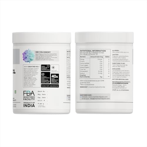 Image of Chamberofgods Creatine HCL | 100% Pure Unflavoured | 83 Servings