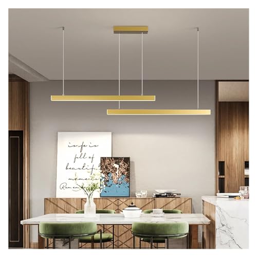 Lustres suspendus LED minimalistes couleur or et ligne noire, luminaire pour salle à manger