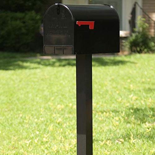 COLIBYOU Post Mount Mailbox Extra Large Postal Storage Box Black Galvanized Steel Heavy - Thumbnail 3