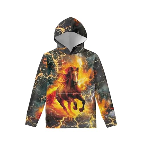 Image of WELLFLYHOM Boys Hooded Sweatshirts Hoodie Pullover Cool Graphic Crewneck Blouses Size 6-16