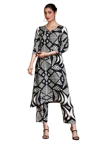 Kurta imprimé géométrique pantalon femme ensemble Varanga zippé